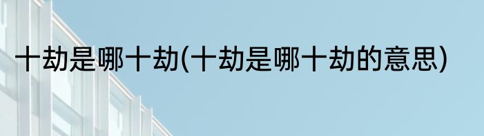 十劫是哪十劫(十劫是哪十劫的意思)