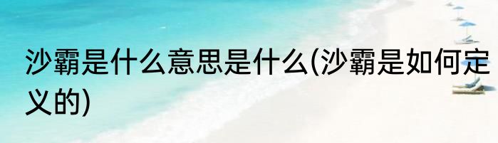 沙霸是什么意思是什么(沙霸是如何定义的)