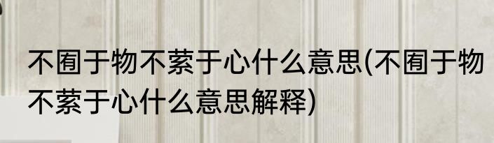 不囿于物不萦于心什么意思(不囿于物不萦于心什么意思解释)