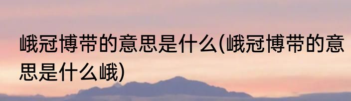 峨冠博带的意思是什么(峨冠博带的意思是什么峨)