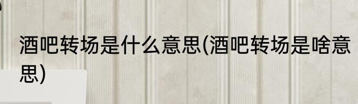 酒吧转场是什么意思(酒吧转场是啥意思)