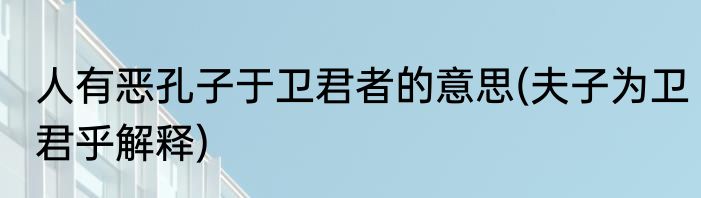 人有恶孔子于卫君者的意思(夫子为卫君乎解释)