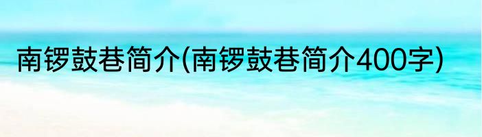 南锣鼓巷简介(南锣鼓巷简介400字)