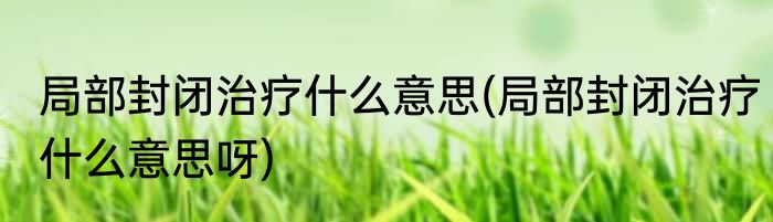 局部封闭治疗什么意思(局部封闭治疗什么意思呀)