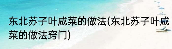 东北苏子叶咸菜的做法(东北苏子叶咸菜的做法窍门)