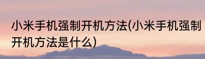 小米手机强制开机方法(小米手机强制开机方法是什么)