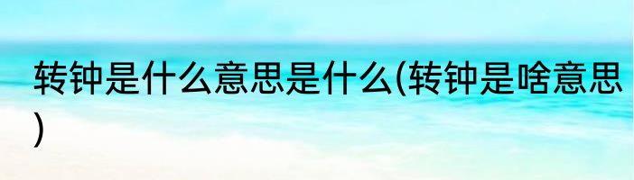 转钟是什么意思是什么(转钟是啥意思)