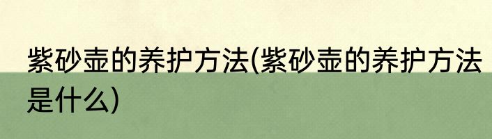紫砂壶的养护方法(紫砂壶的养护方法是什么)