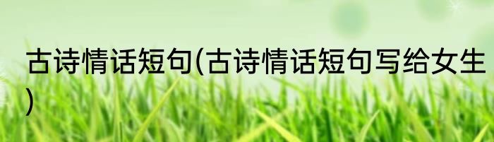 古诗情话短句(古诗情话短句写给女生)