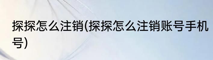 探探怎么注销(探探怎么注销账号手机号)