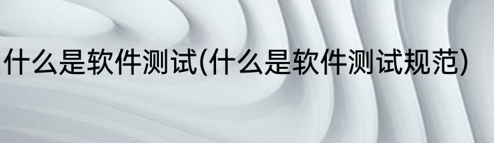什么是软件测试(什么是软件测试规范)