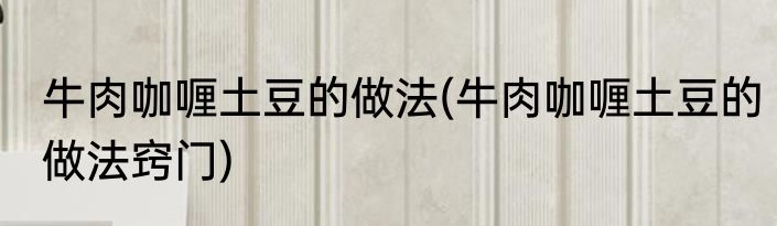 牛肉咖喱土豆的做法(牛肉咖喱土豆的做法窍门)