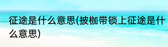 征途是什么意思(披枷带锁上征途是什么意思)