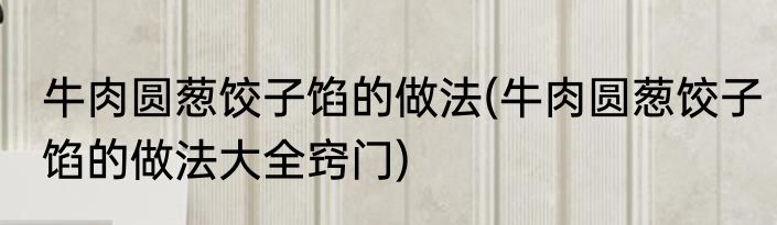 牛肉圆葱饺子馅的做法(牛肉圆葱饺子馅的做法大全窍门)