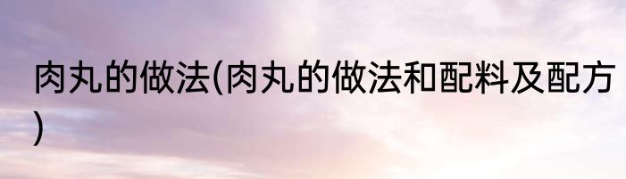 肉丸的做法(肉丸的做法和配料及配方)