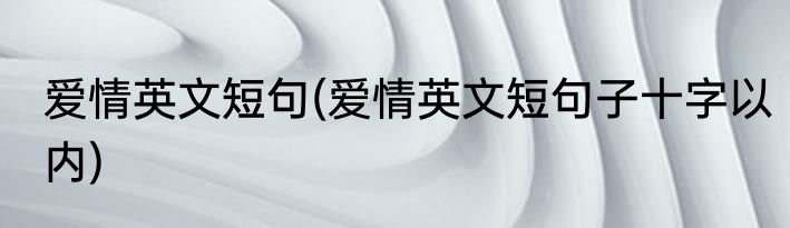 爱情英文短句(爱情英文短句子十字以内)