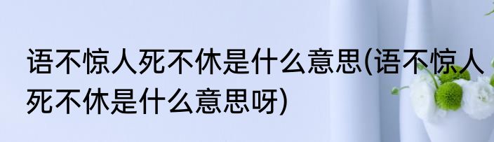 语不惊人死不休是什么意思(语不惊人死不休是什么意思呀)