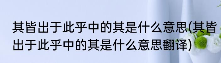 其皆出于此乎中的其是什么意思(其皆出于此乎中的其是什么意思翻译)