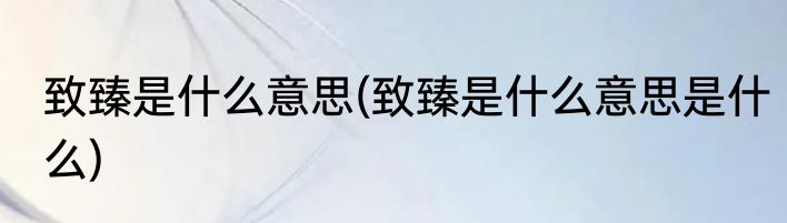 致臻是什么意思(致臻是什么意思是什么)