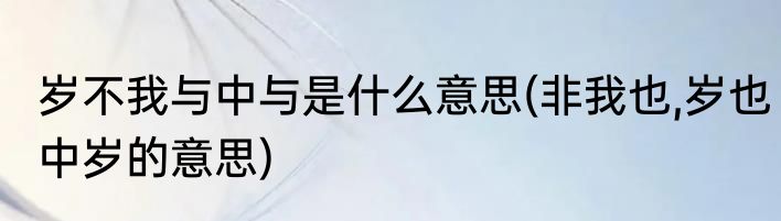 岁不我与中与是什么意思(非我也,岁也中岁的意思)