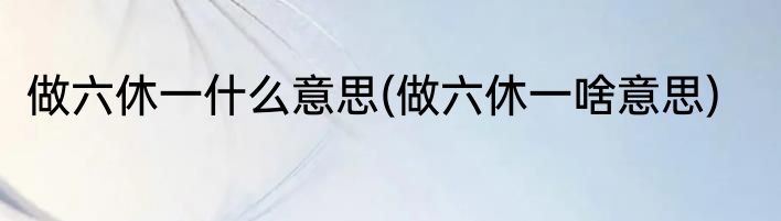 做六休一什么意思(做六休一啥意思)