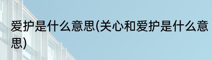 爱护是什么意思(关心和爱护是什么意思)