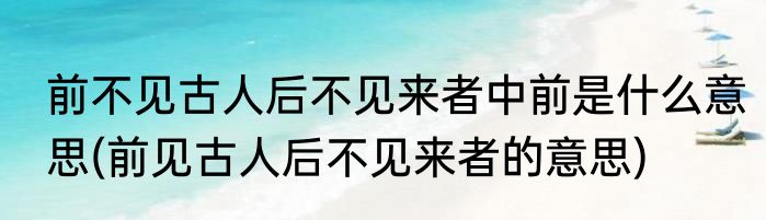 前不见古人后不见来者中前是什么意思(前见古人后不见来者的意思)