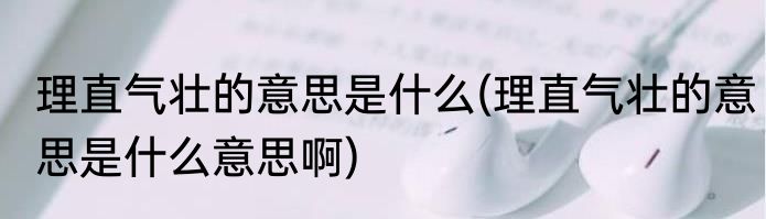 理直气壮的意思是什么(理直气壮的意思是什么意思啊)