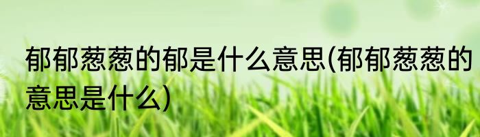 郁郁葱葱的郁是什么意思(郁郁葱葱的意思是什么)