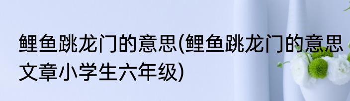 鲤鱼跳龙门的意思(鲤鱼跳龙门的意思文章小学生六年级)