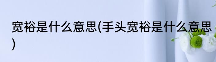 宽裕是什么意思(手头宽裕是什么意思)
