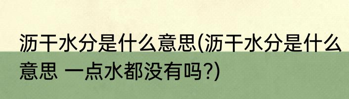 沥干水分是什么意思(沥干水分是什么意思 一点水都没有吗?)