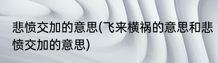 悲愤交加的意思(飞来横祸的意思和悲愤交加的意思)