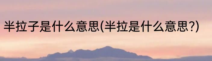 半拉子是什么意思(半拉是什么意思?)