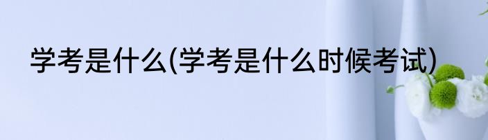学考是什么(学考是什么时候考试)