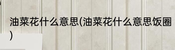 油菜花什么意思(油菜花什么意思饭圈)