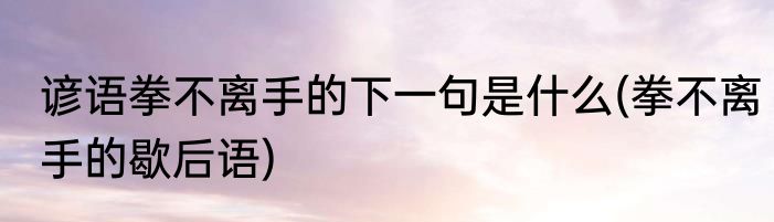 谚语拳不离手的下一句是什么(拳不离手的歇后语)