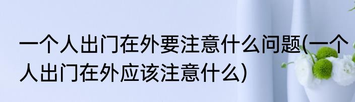 一个人出门在外要注意什么问题(一个人出门在外应该注意什么)