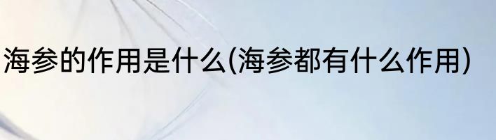 海参的作用是什么(海参都有什么作用)