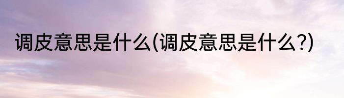 调皮意思是什么(调皮意思是什么?)