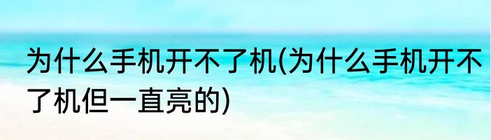 为什么手机开不了机(为什么手机开不了机但一直亮的)