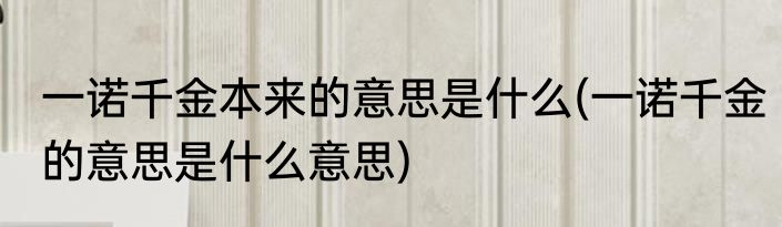 一诺千金本来的意思是什么(一诺千金的意思是什么意思)