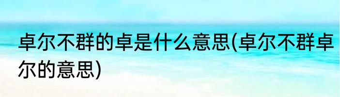 卓尔不群的卓是什么意思(卓尔不群卓尔的意思)