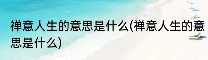 禅意人生的意思是什么(禅意人生的意思是什么)