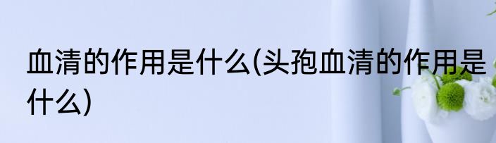血清的作用是什么(头孢血清的作用是什么)
