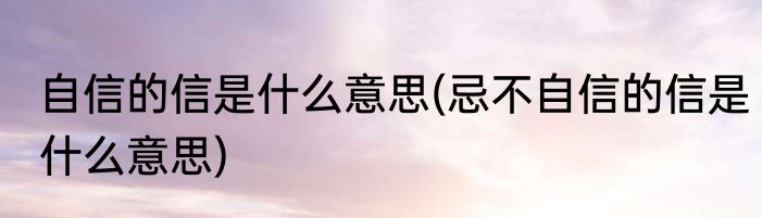自信的信是什么意思(忌不自信的信是什么意思)
