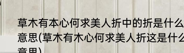 草木有本心何求美人折中的折是什么意思(草木有木心何求美人折这是什么意思)