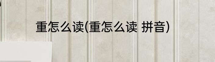 重怎么读(重怎么读 拼音)