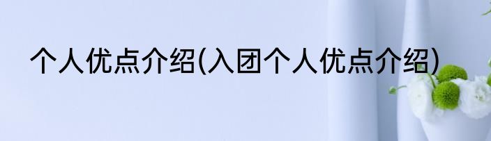 个人优点介绍(入团个人优点介绍)