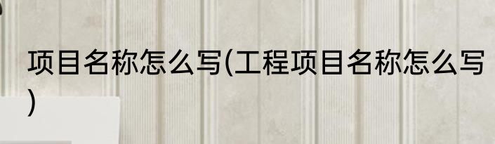 项目名称怎么写(工程项目名称怎么写)